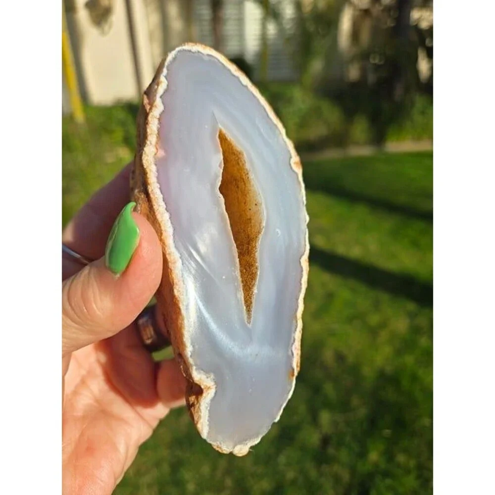 Natural Agate Geode with Druzy Center